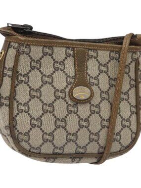 Authentic GUCCI GG Plus Supreme Shoulder Bag PVC Beige